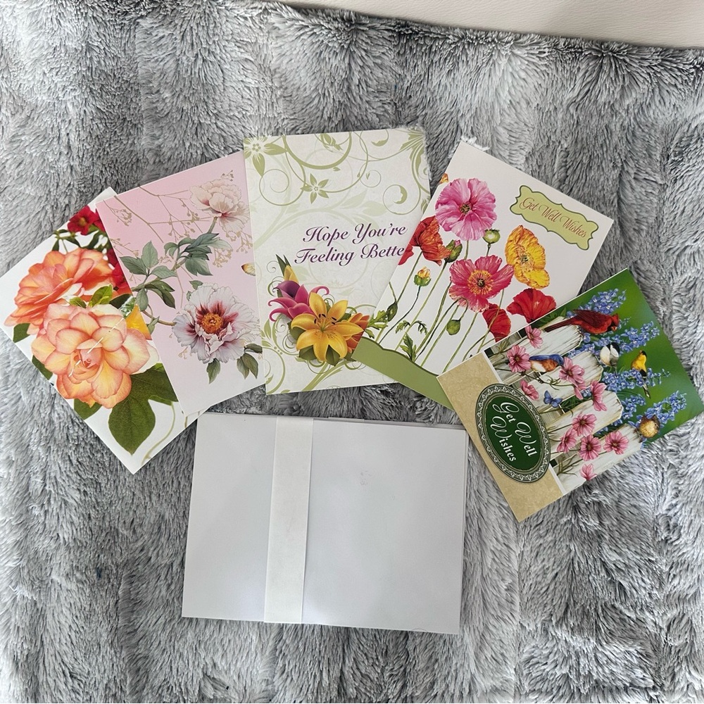 Floral Greeting Cards Set 5 (Get Well, Thank You, Feel better greetings cards)